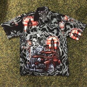 Mecca Vintage All Over Print Button Up Shirt (M)